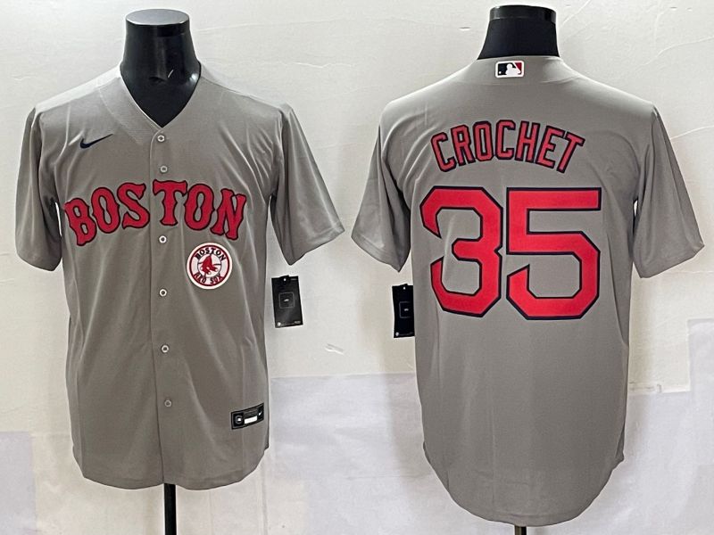 Men Boston Red Sox 35 Crochet Grey Game 2025 Nike MLB Jersey style 001